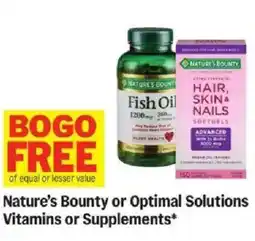 Meijer Nature's Bounty or optimal solutions vitamins or supplements offer
