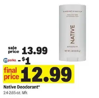 Meijer Native Deodorant offer