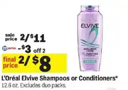 Meijer L'Oréal Elvive Shampoos or Conditioners offer