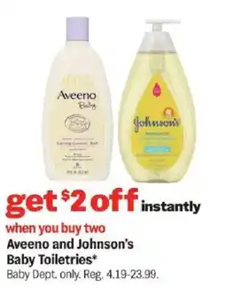 Meijer Aveeno and Johnson's Baby Toiletries offer