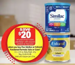 Meijer Similac or Enfamil Powdered Formula Tubs or Cans offer