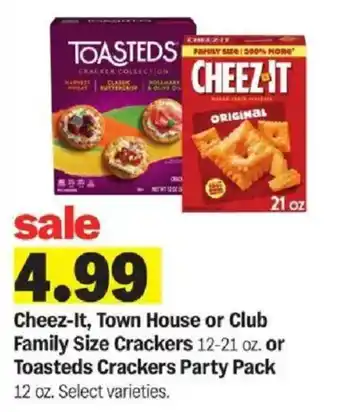 Meijer Cheez-it, Town House or Club Family Size Crackers or Toasteds Crackers Party Pack offer