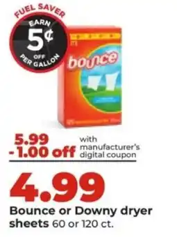 Hy-Vee Bounce or Downy dryer sheets offer