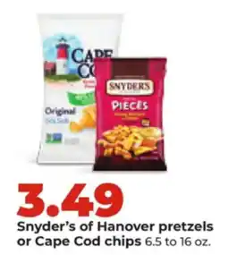 Hy-Vee Snyder's of Hanover pretzels or Cape Cod chips offer