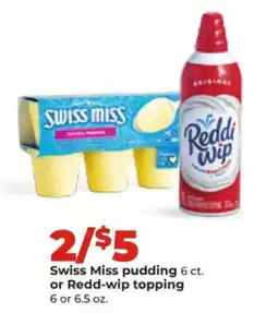 Hy-Vee Swiss Miss pudding or Redd-wip topping offer