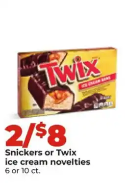 Hy-Vee Snickers or Twix ice cream novelties offer