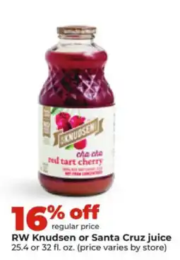 Hy-Vee RW Knudsen or Santa Cruz juice offer