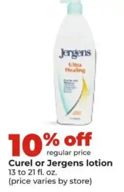 Hy-Vee Curel or Jergens lotion offer