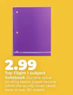 Hy-Vee Top Flight 1 subject notebook offer