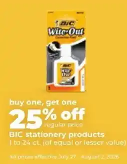 Hy-Vee Bic stationery products offer