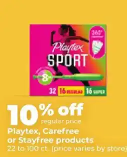 Hy-Vee Playtex, Carefree or Stayfree products offer