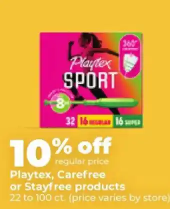 Hy-Vee Playtex, Carefree or Stayfree products offer