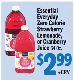 Vallarta Supermarkets Essential Everyday Zero Calorie Strawberry Lemonade, or Cranberry Juice offer