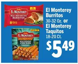 Vallarta Supermarkets El Monterey Burritos 30-32 Oz. or El Monterey Taquitos 18-20 Ct offer