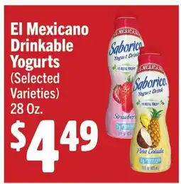 Vallarta Supermarkets El Mexicano Drinkable Yogurts offer