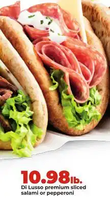 Hy-Vee Di Lusso premium sliced salami or pepperoni offer