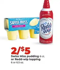 Hy-Vee Swiss Miss pudding 6 ct. or Reddi-wip topping 6 or 6.5 oz offer