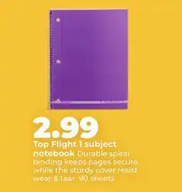 Hy-Vee Top Flight 1 subject notebook offer
