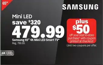 Meijer Samsung 65 4K Mini LED Smart TV offer