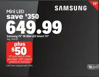 Meijer Samsung 75 4K Mini LED Smart TV offer