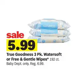 Meijer True Goodness 3 Pk. Watersoft or Free & Gentle Wipes offer