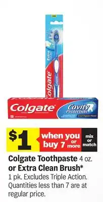 Meijer Colgate Toothpaste 4 oz. or Extra Clean Brush offer