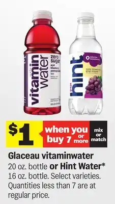 Meijer Glaceau vitaminwater 20 oz. bottle or Hint Water* 16 oz. bottle offer