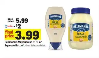 Meijer Hellmann's Mayonnaise 30 oz. or Squeeze Bottle 20 oz offer