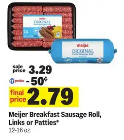 Meijer Meijer Breakfast Sausage Roll, Links or Patties offer