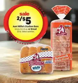 Meijer Aunt Millie's Stadium Buns 6-8 ct or Bread 22 oz offer