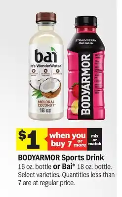 Meijer BODYARMOR Sports Drink 16 oz. bottle or Bai* 18 oz. bottle offer