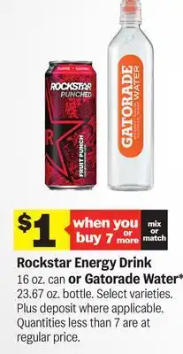 Meijer Rockstar Energy Drink 16 oz. can or Gatorade Water* 23.67 oz. bottle offer