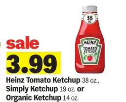 Meijer Heinz Tomato Ketchup 38 oz., Simply Ketchup 19 oz. or Organic Ketchup 14 oz offer