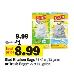 Meijer Glad Kitchen Bags 34-40 ct./13 gallon or Trash Bags* 25 ct./30 gallon offer