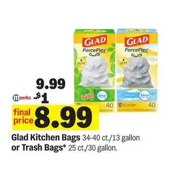 Meijer Glad Kitchen Bags 34-40 ct./13 gallon or Trash Bags* 25 ct./30 gallon offer