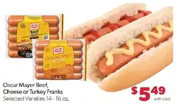 Family Fresh Market Oscar Mayer Beef, Cheese or Turkey Franks offer