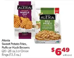 Family Fresh Market Alexia Sweet Potato Fries, Puffs or Hash Browns or Onion Rings offer