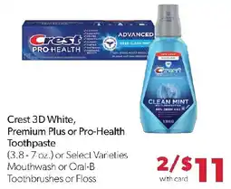 Family Fresh Market Crest 3D White, Premium Plus or Pro-Health Toothpaste offer