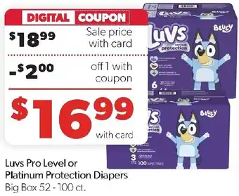 Family Fresh Market Luvs Pro Level or Platinum Protection Diapers offer