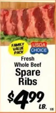 Western Beef Fresh Whole Beef Spare Ribs offer