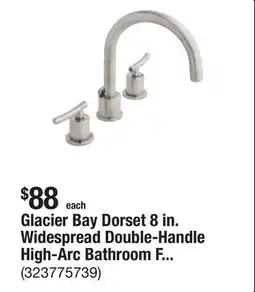 The Home Depot Glacier Bay Dorset 8 in. Widespread Double-Handle High-Arc Bathroom Faucet in Brushed Nickel offer