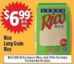 Pioneer Supermarkets Rico long grain rice offer