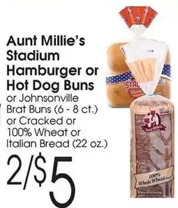 Family Fare Aunt Millie's Stadium Hamburger or Hot Dog Buns offer