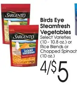 Family Fare Sargento Birds Eye Steamfresh Vegetables offer