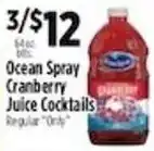 Pioneer Supermarkets Ocean Spray cranberry juice cocktails offer