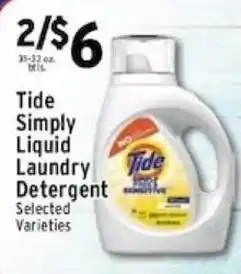 Met Foodmarkets Tide Simply Liquid Laundry Detergent offer