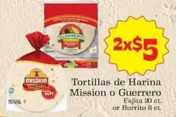 Supermercado Nuestra Familia Tortillas de Harina Mission o Guerrero offer