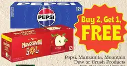 Supermercado Nuestra Familia Pepsi, Manzanita, Mountain Dew or Crush Products offer