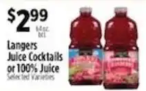 Pioneer Supermarkets Langers juice cocktails offer