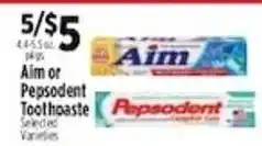 Pioneer Supermarkets Aim or Pepsodent Toothpaste offer